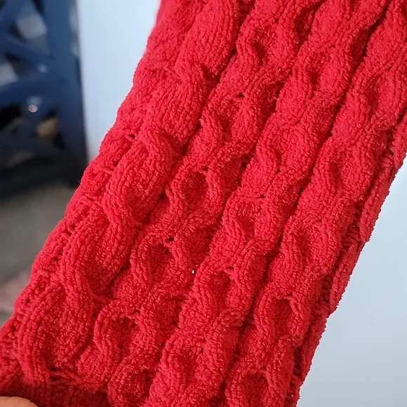 J. JILL red cable knit sweater size large - Picture 4 of 6